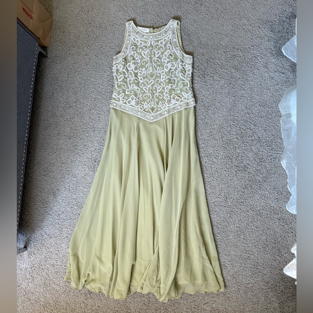 J Kara Green Beaded Maxi Dress